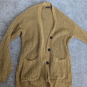 American Eagle Cozy Mustard Knit Cardigan